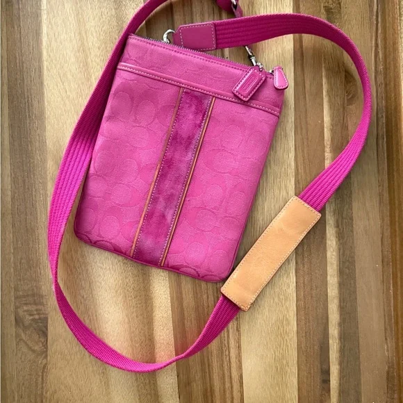 Coach Pink and Tan Crossbody Bag - Picture 1 of 3
